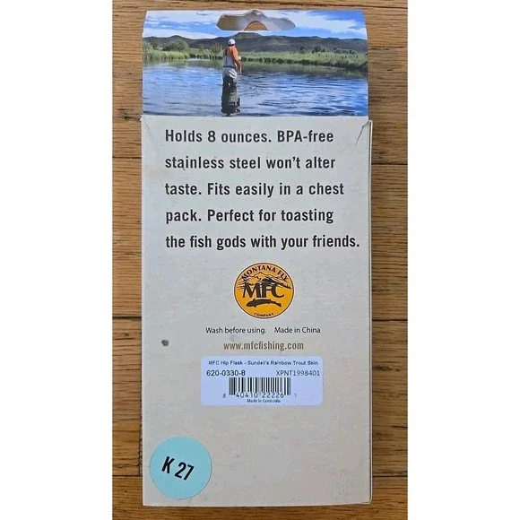 New in BoxMontana Fly Company Stainless Steel Hip Flasks 8 oz Rainbow Trout - Picture 4 of 4